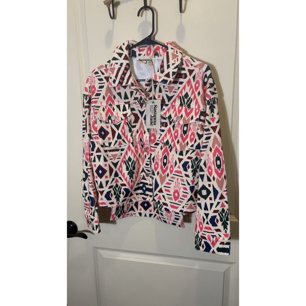 NWT Savanna Jane Size Small Aztec Southwest Festival Shacket Jacket Pockets